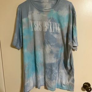 Blue Tie-Dye “Jesus is King” T-Shirt in Unisex